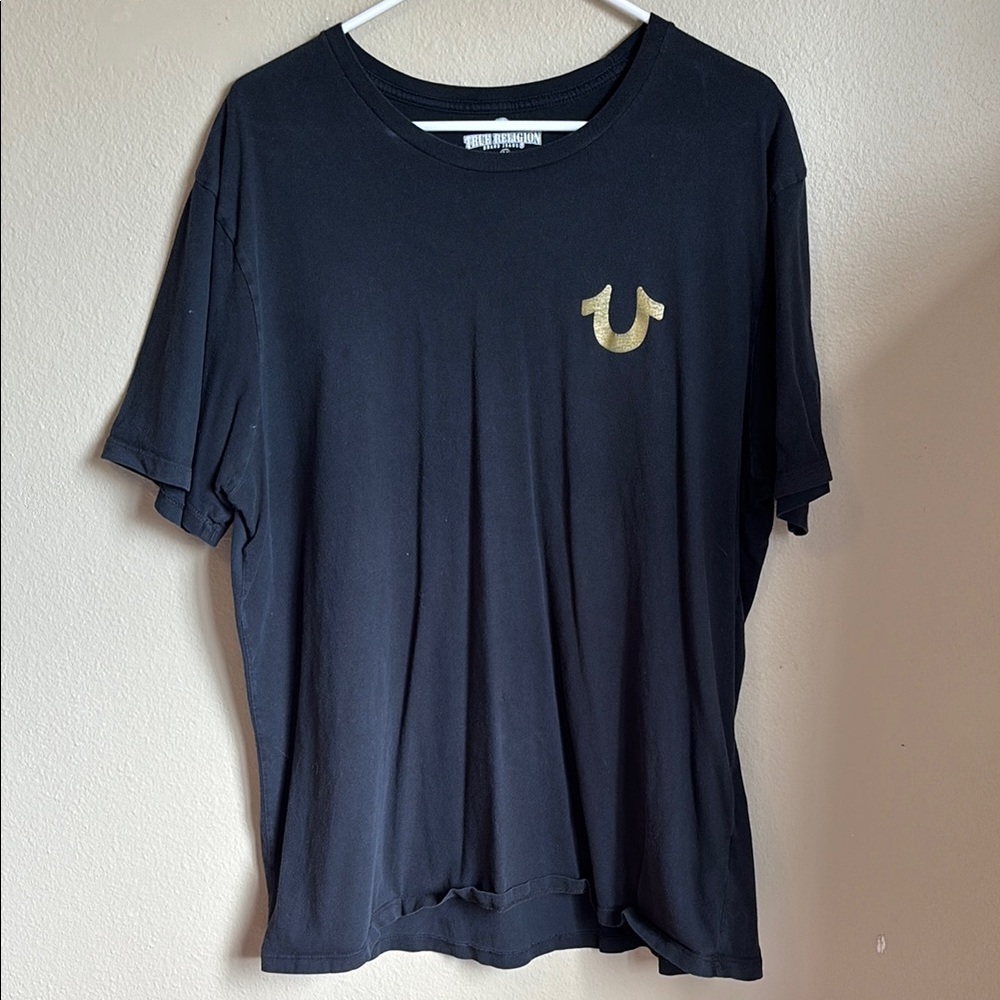 True Religion Navy Tee with Gold Emblem